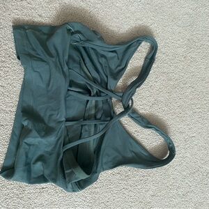 green aerie sports bra with cross back